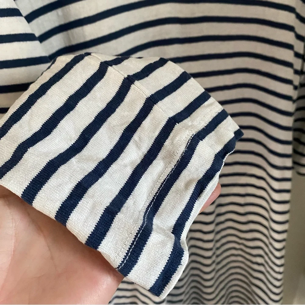 Two Danes Hemp Cotton Striped Blue & White Coastal Dress Size XS Cottagecore - Picture 4 of 11